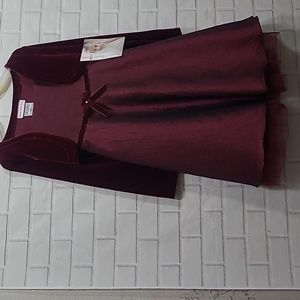 Burgundy Girl's Velvet and Taffeta dress